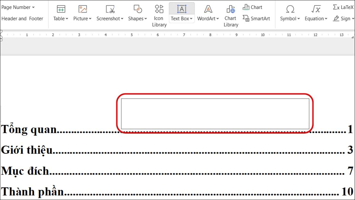 Vẽ 1 khung textbox lên dòng chấm.