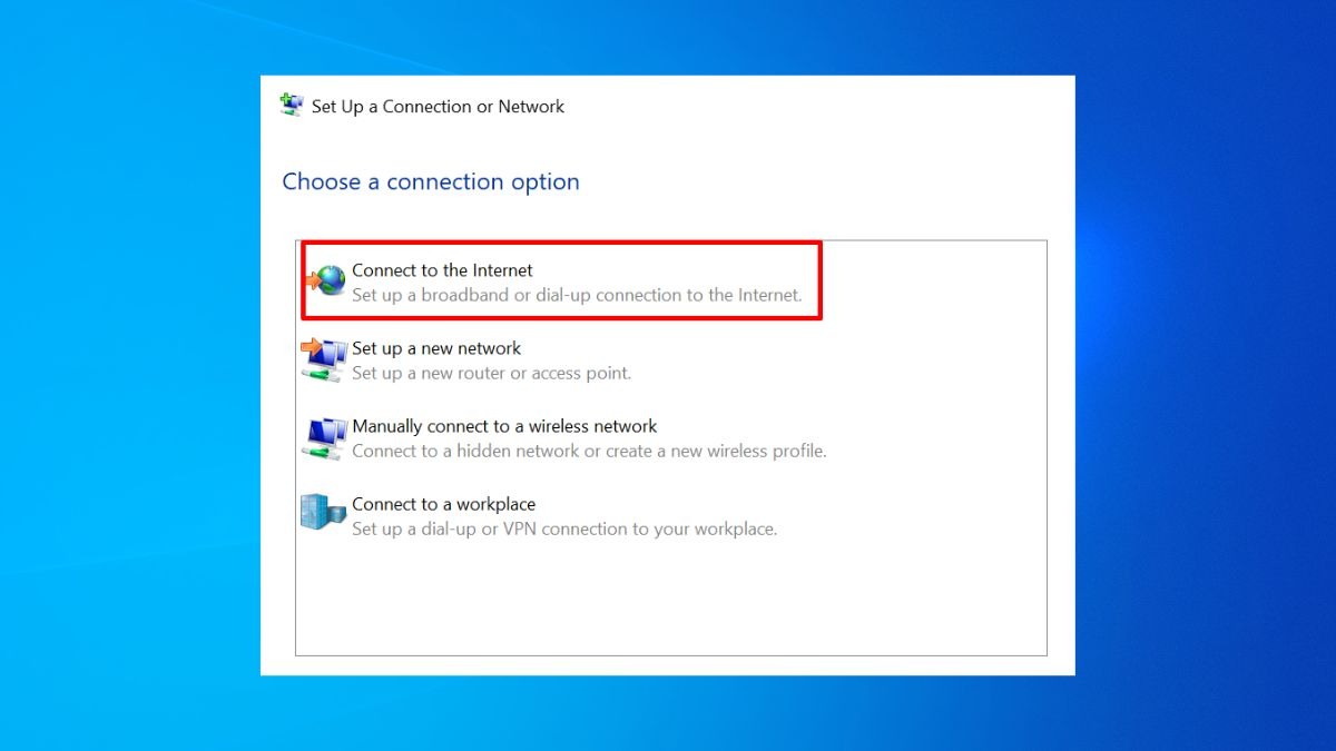 Bạn tiếp tục chọn Connect to the Internet