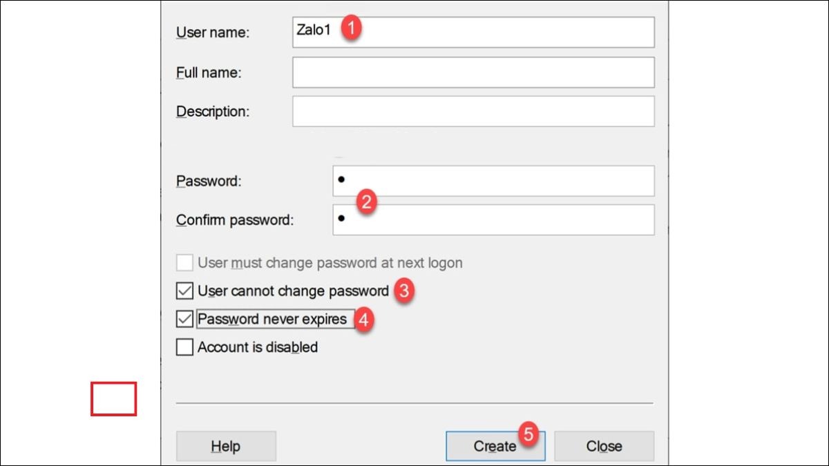 Điền User name