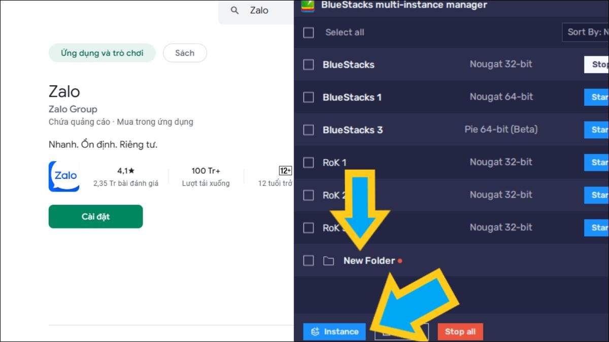Cài đặt Zalo từ Google Play Store