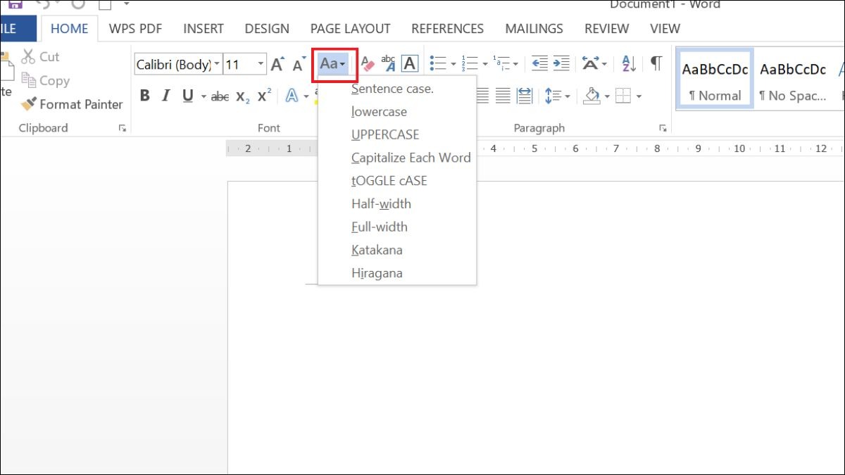 Sử dụng chức năng Change Case