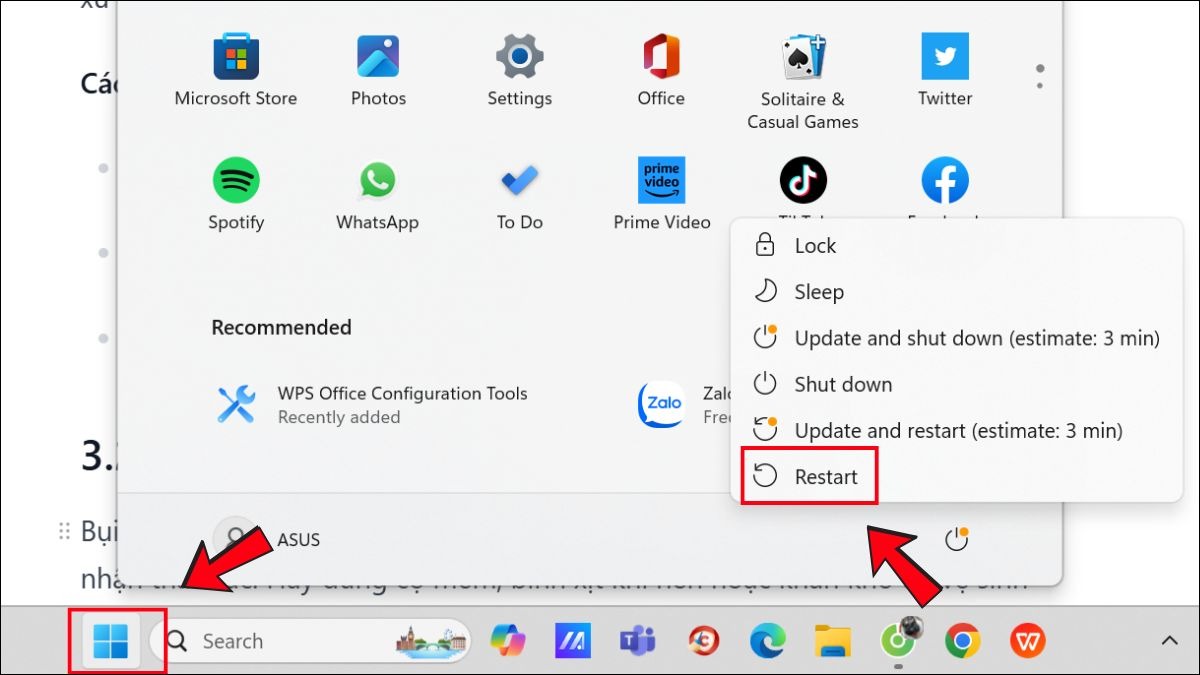 Khởi động lại laptop