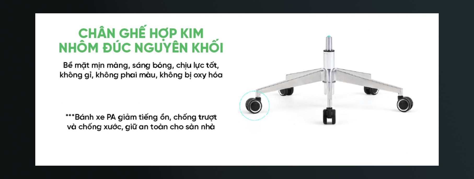 Ghế Công Thái Học Upgen Nexus - Chân ghế cao cấp