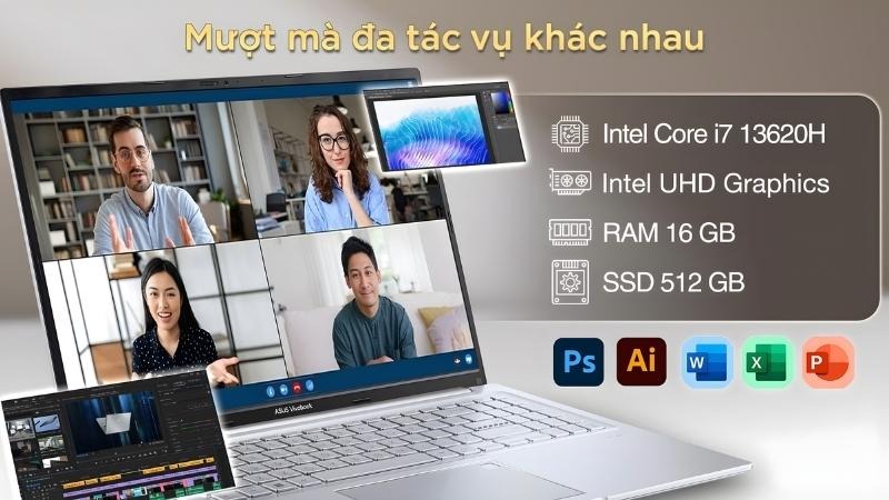Asus Vivobook 16 X1605VA xử lý tốt các tác vụ văn phòng
