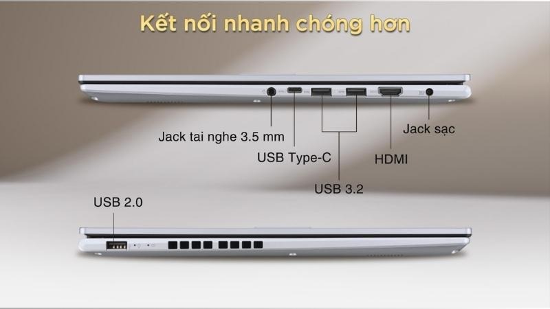 Asus Vivobook 16 X1605VA-MB1875WS có đầy đủ các cổng kết nối