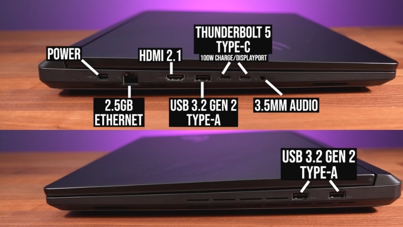 ASUS ROG Strix G18 G815LR-S9211W đầy đủ cổng kết nối hiện đại