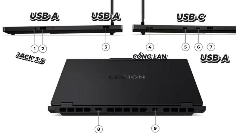 Lenovo Legion 5 15IRX10 83LY004JVN sở hữu hệ thống cổng kết nối rất đầy đủ
