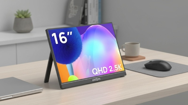 Màn hình di động ARZOPA Z1RC 16 inch 2.5K 100% sRGB - Top 6 màn di động đa năng cho laptop đáng mua 2026