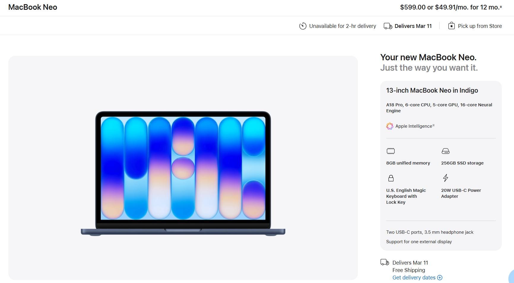 Cấu hình Macbook Neo