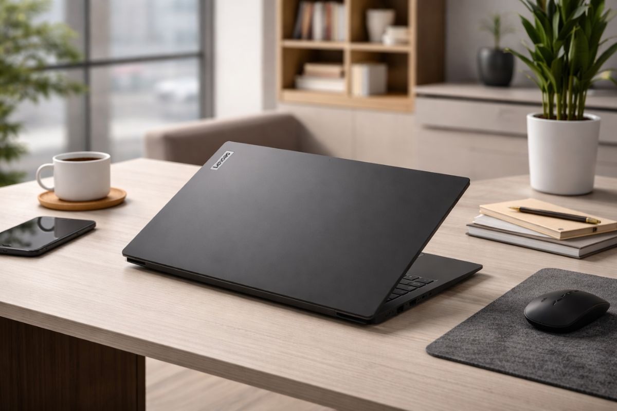 Lenovo V15 G5 IRL 83HF0049VN sở hữu ngoại hình tối giản nhưng không kém phần hiện đại