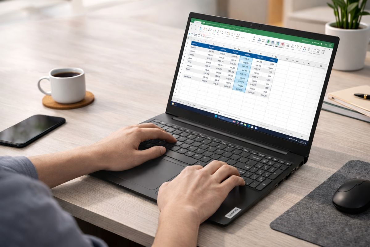 Nhập liệu dễ dàng với bàn phím Fullsize của Lenovo V15 G5 IRL 83HF0049VN