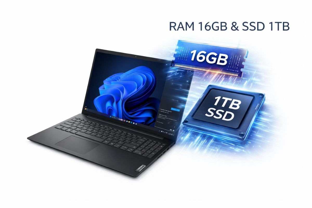 Lenovo V14 G5 IRL 83HD0036VN sở hữu RAM 16GB cùng SSD 1TB