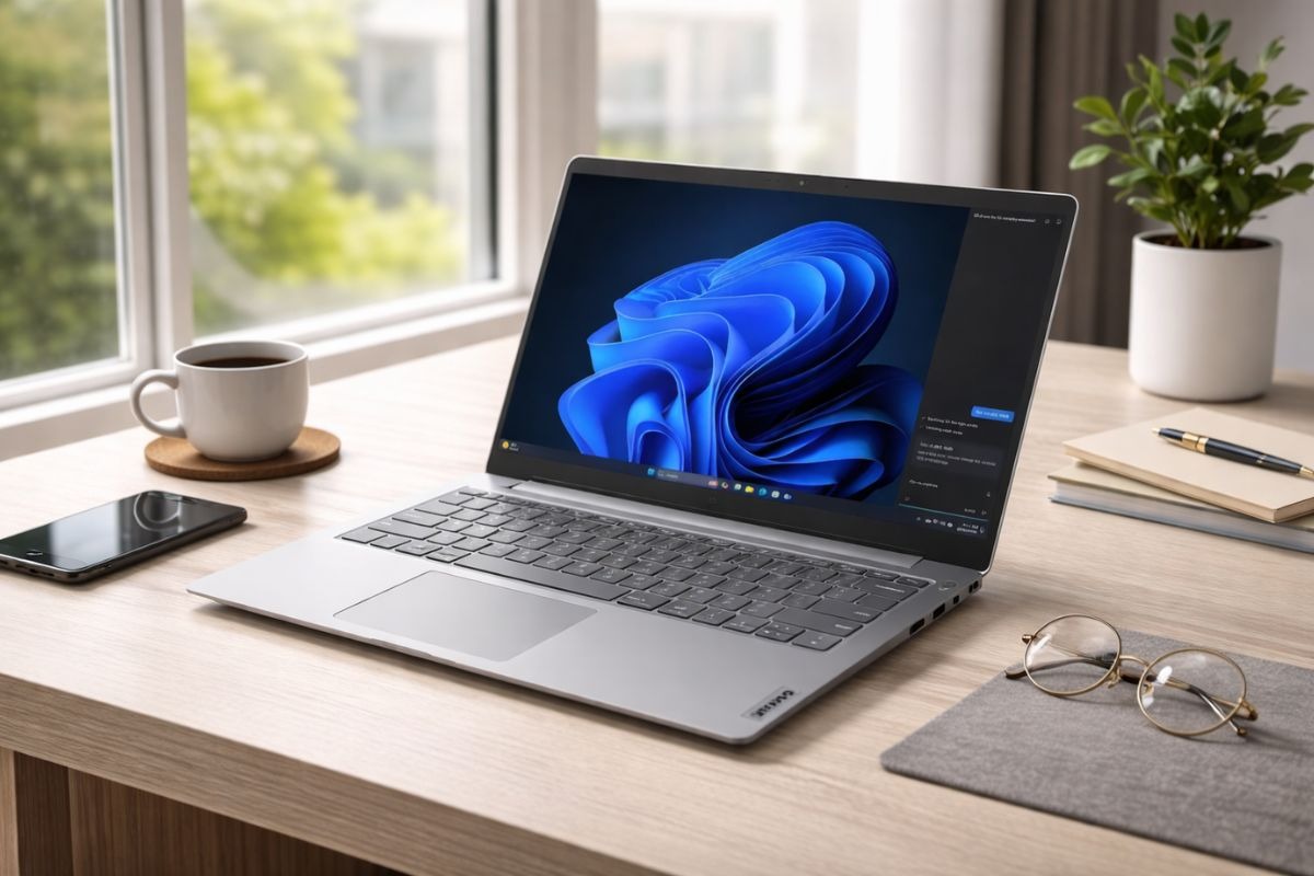 Lenovo V14 G5 IRL 83HD003CVA sử dụng màn hình Full HD hiển thị sắc nét dù ở môi trường ánh sáng mạnh