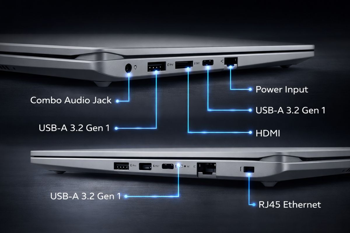 Cổng kết nối được tích hợp dọc hai bên thân máy