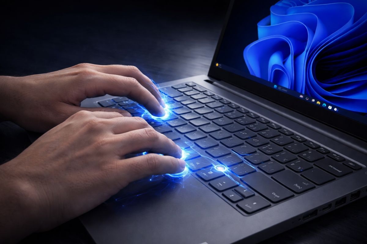 Lenovo V14 G5 IRL 83HD003DVA cho cảm giác gõ phím sướng tay nhờ bàn phím nảy