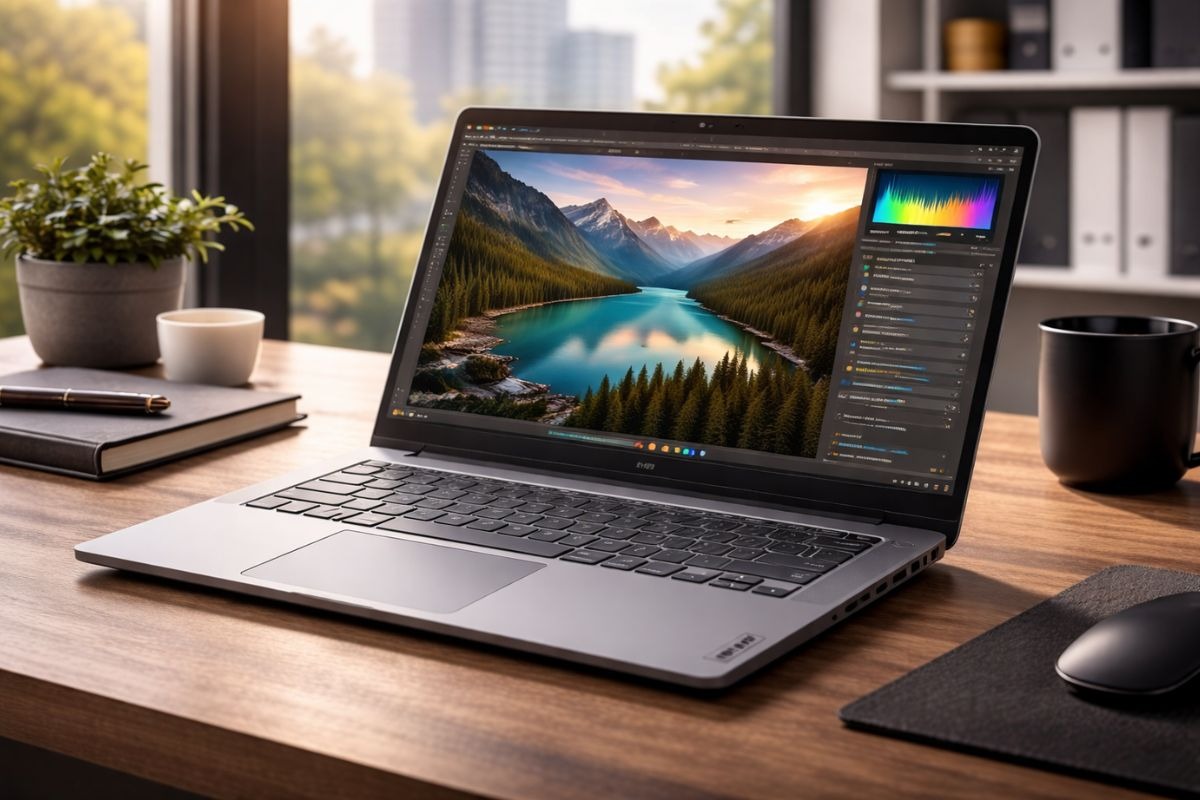 Màn hình của Lenovo V14 G5 IRL 83HD003EVA hiển thị rõ nét đừng mật độ điểm ảnh