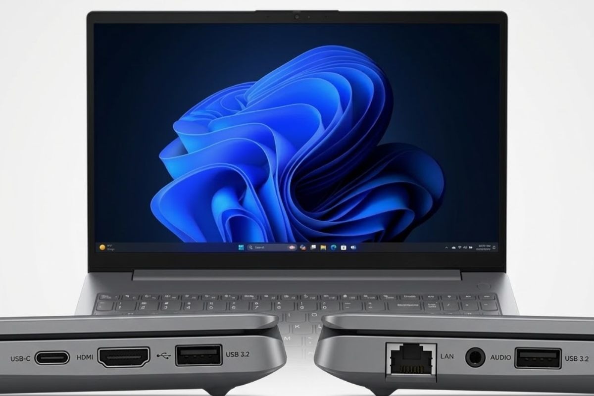 Các cổng kết nối thiết kế ở hai bên cạnh máy Lenovo V15