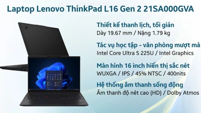 Thông số của Lenovo ThinkPad L16 Gen 2 21SA000NVA