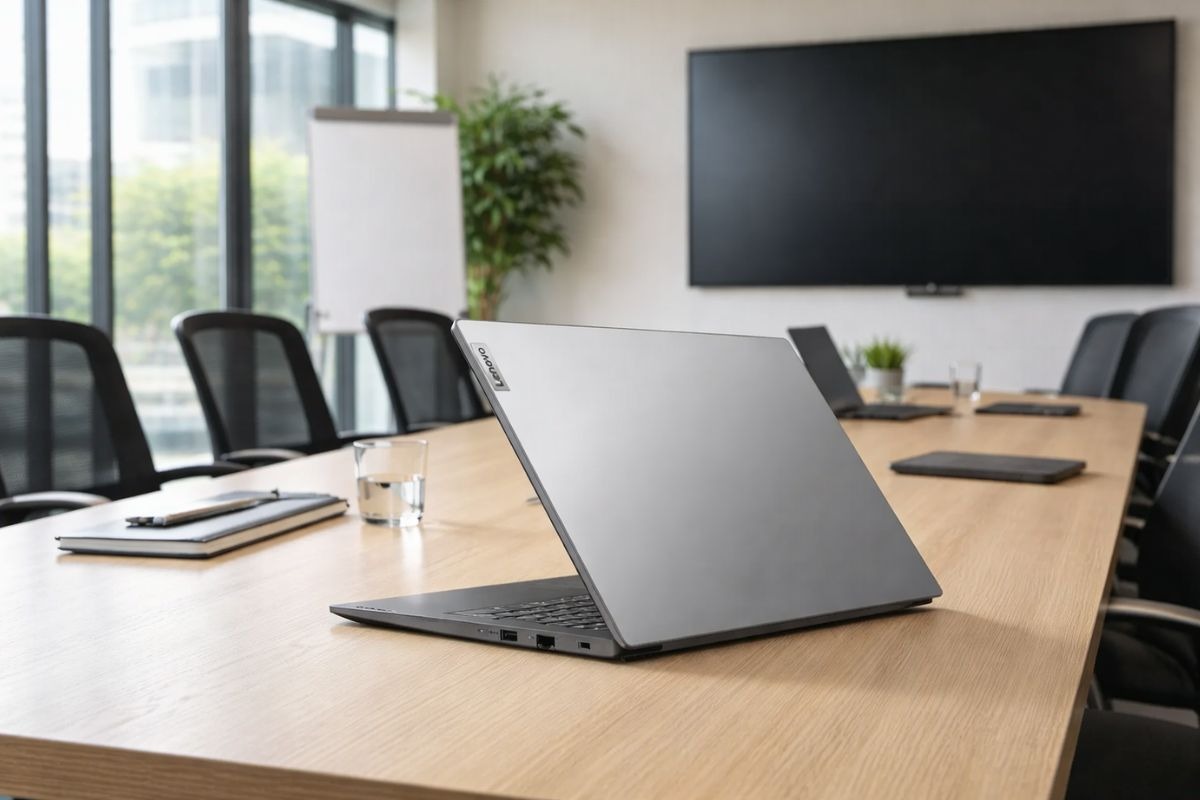 Ngoại hình sang trọng, dễ dàng đặt trong phòng làm việc của Lenovo V15 G5 IRL 83HF004HVA