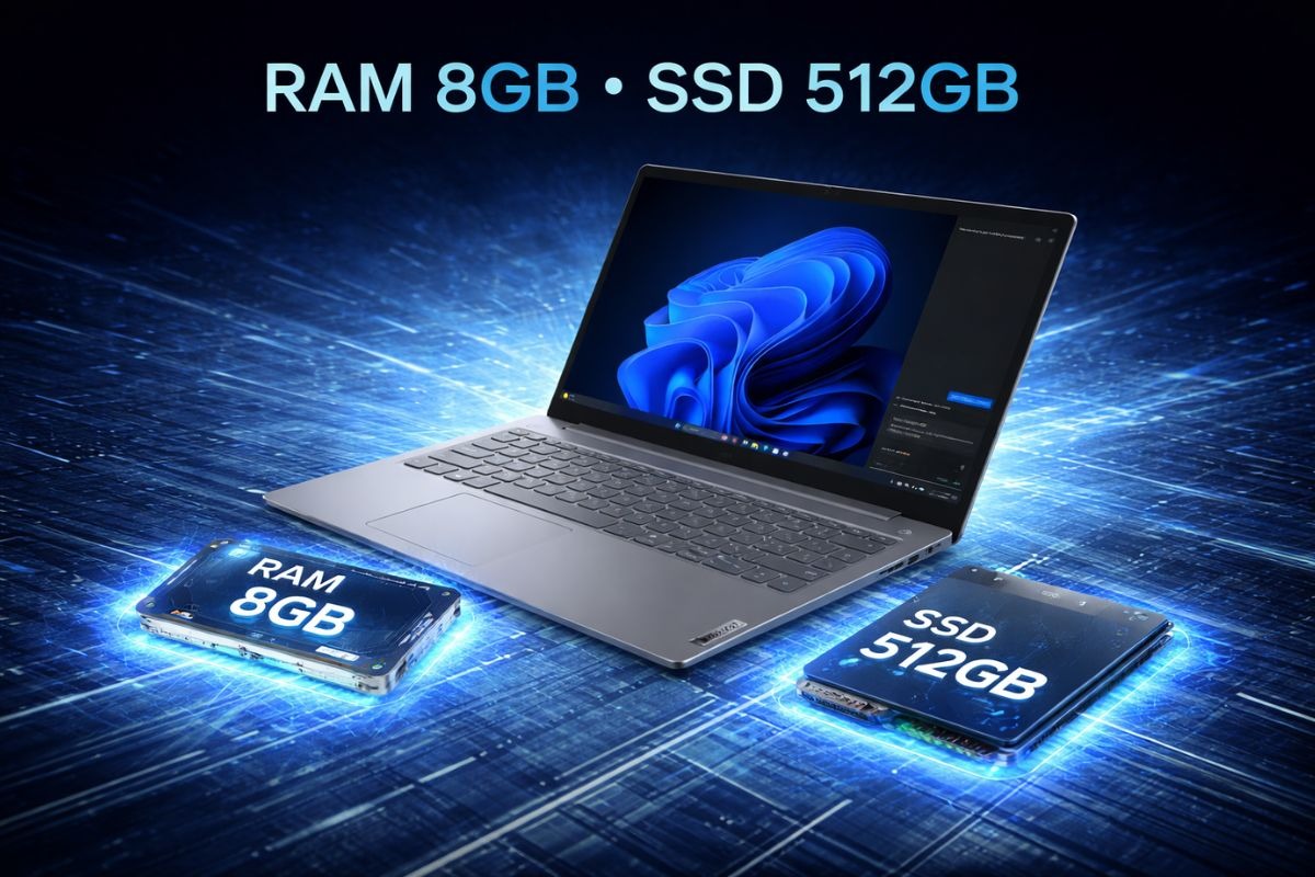 Lenovo V15 G5 IRL 83HF004HVA khởi động nhanh với RAM 8GB và SSD 512GB