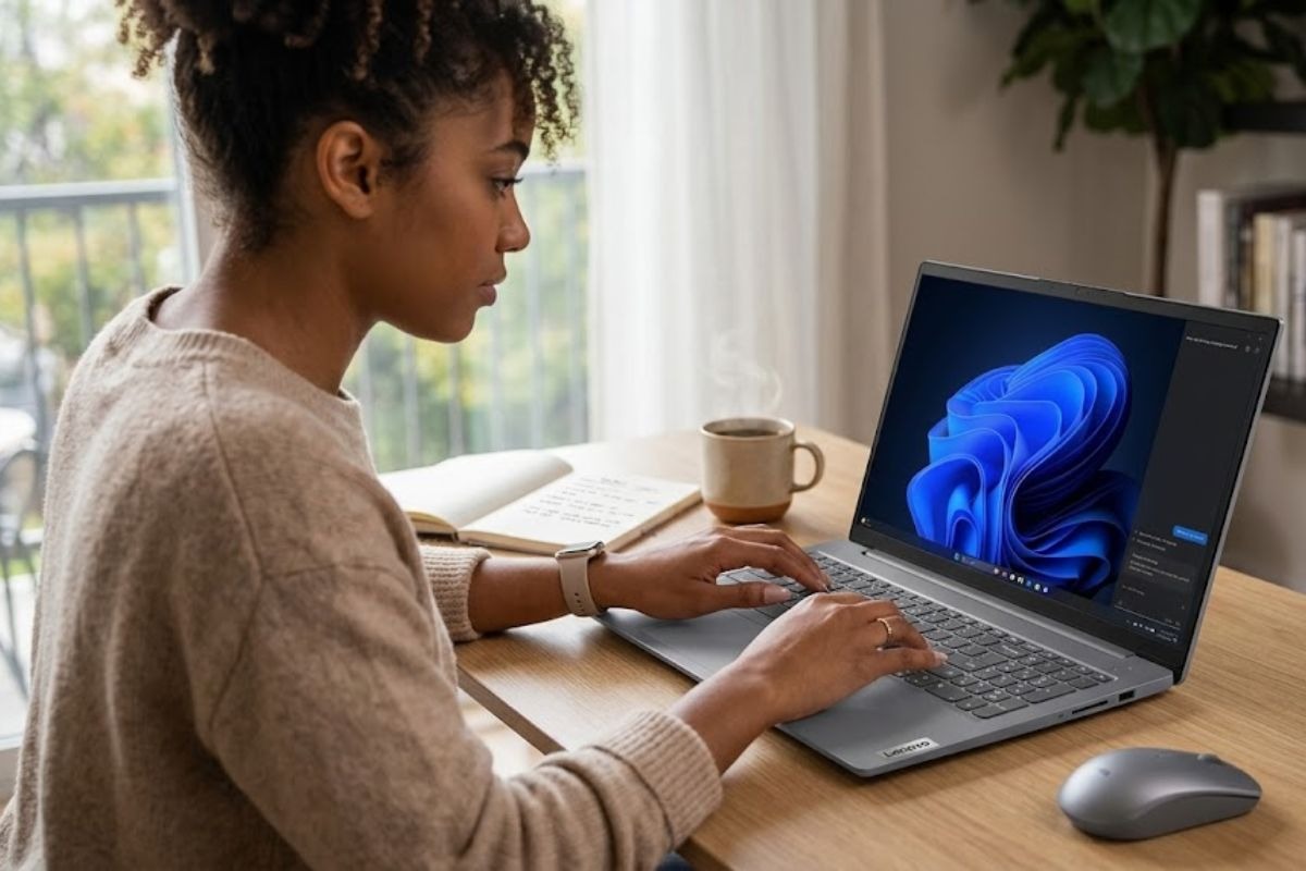 Lenovo V15 G5 IRL 83HF004HVA sở hữu bàn phím nảy, gõ thoải mái