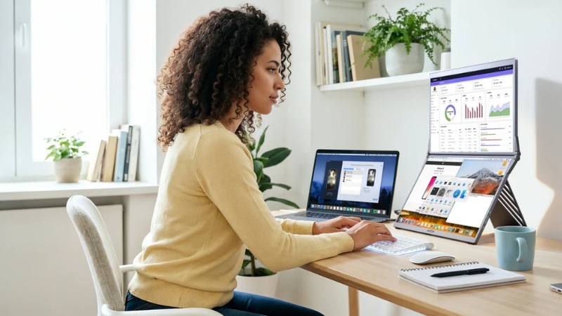 Màn hình di động Arzopa E1 Dual-screen hỗ trợ 2 cổng USB-C và Mini HDMI