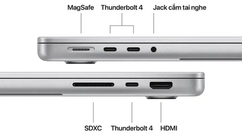 Apple Macbook Pro M5 Max 14 inch 2026 MGDQ4SA/A đầy đủ cổng kết nối hiện đại