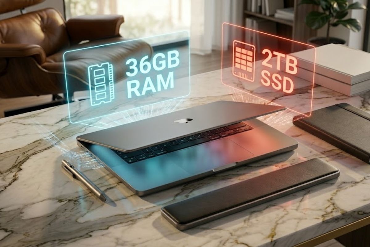 Macbook Pro M5 Max sở hữu RAM 36GB và SSD 2TB thả ga lưu trữ