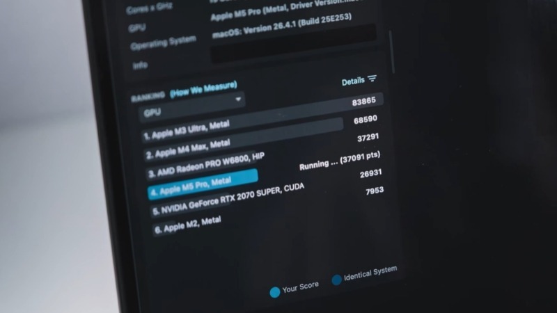 Apple Macbook Pro M5 Pro 16 inch 2026 MGEC4SA/A đạt 37.091 điểm GPU Metal, vượt qua RTX 2070 SUPER trên bảng xếp hạng hiệu năng đồ họa