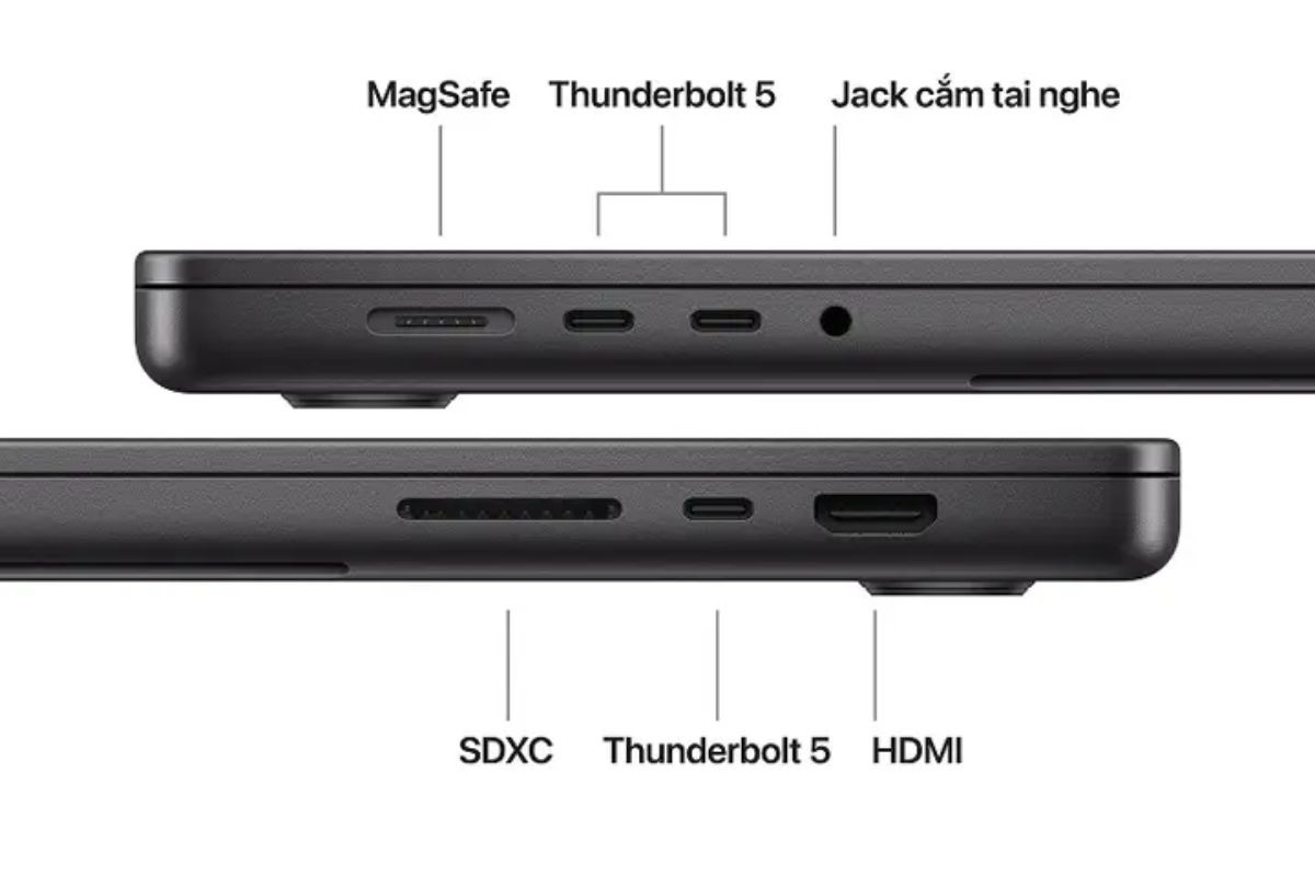 Các cổng kết nối được tích hợp trên Apple Macbook Pro M5 Max 16 inch 2026 MGEE4SA/A