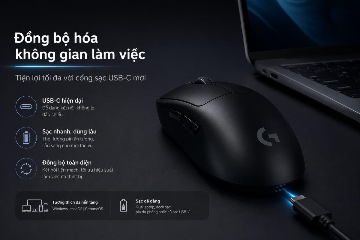 Cổng sạc USB-C hiện đại và tiện lợi khi sử dụng