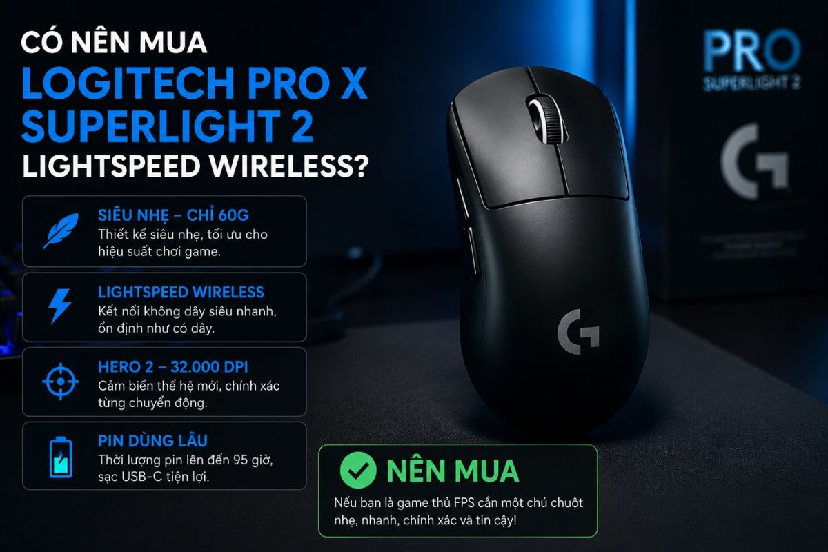 Logitech Pro X Superlight 2 là sự lựa chọn hoàn hảo dành cho các game thủ