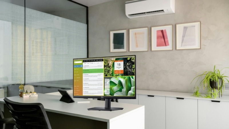 Dell E2423HN trang bị tấm nền VA Full HD nét, tương phản 3000:1 giúp hiển thị rõ văn bản