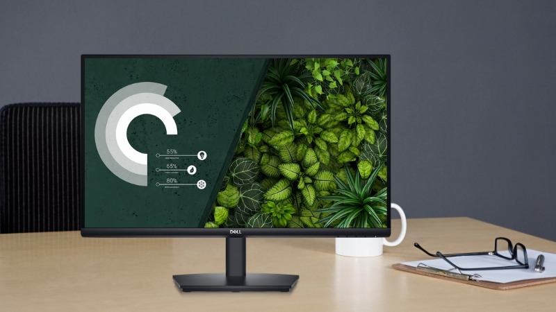 Kiểu dáng Dell E2724HS đen mờ đơn giản, chân đế vững chãi và viền mỏng 3 cạnh hiện đại