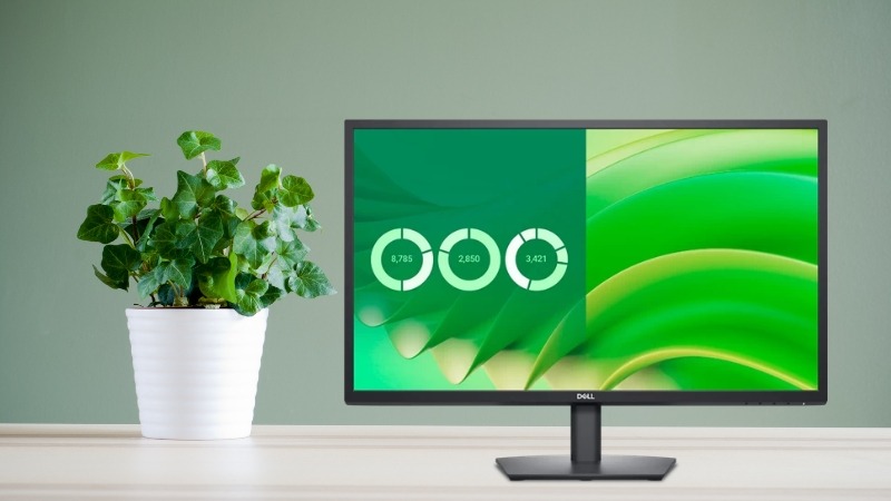 Dell E2725H có độ sáng tốt thách thức ánh sáng phòng đi kèm góc nhìn rộng giúp chia sẻ nội dung dễ dàng