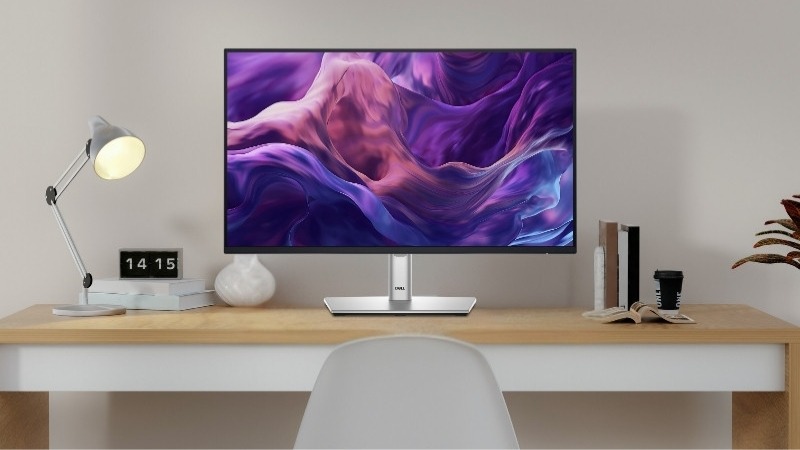 Dell P2425H thiết kế viền mỏng 3 cạnh tinh tế đi kèm chân đế công thái học nâng hạ, xoay dọc linh hoạt