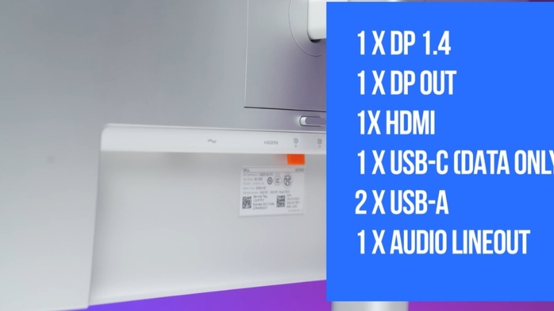 Dell UltraSharp U2724D trang bị đầy đủ các cổng kết nối giúp liên kết laptop, PC và thiết bị ngoại vi nhanh chóng