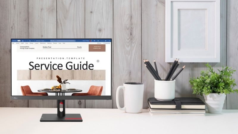 Màn hình Lenovo ThinkVision S24i-30 viền siêu mỏng, chân đế gọn gàng và hỗ trợ ngàm VESA giúp tối ưu không gian