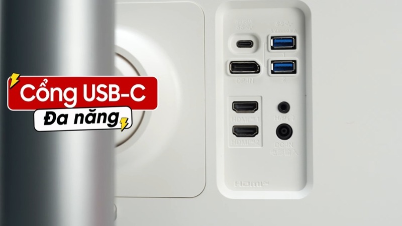LG 27UP850K-W trang bị cổng USB-C đa năng giúp truyền hình ảnh, dữ liệu và sạc laptop công suất cao tới 90W