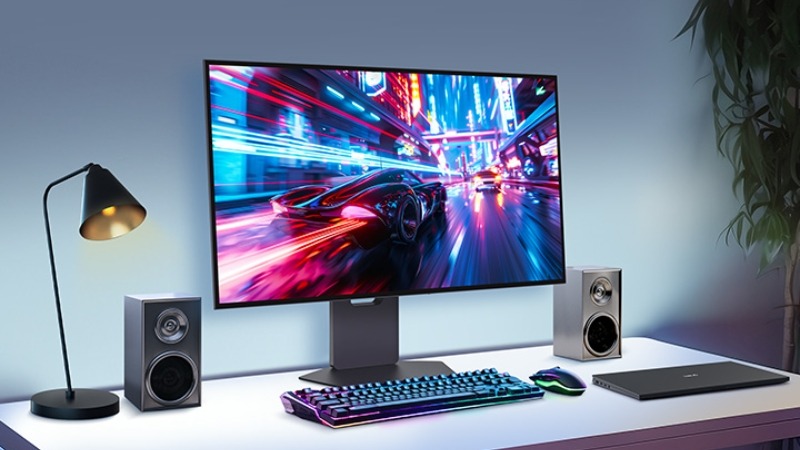 Ngoại hình LG UltraGear 32GS95UV-B hiện đại, đèn LED Hexagon độc đáo cùng chân đế công thái học linh hoạt