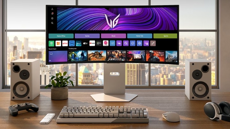 Viền LG UltraGear 34GX90SA-W mỏng, đèn LED Hexagon cá tính đi kèm chân đế công thái học tùy chỉnh linh hoạt