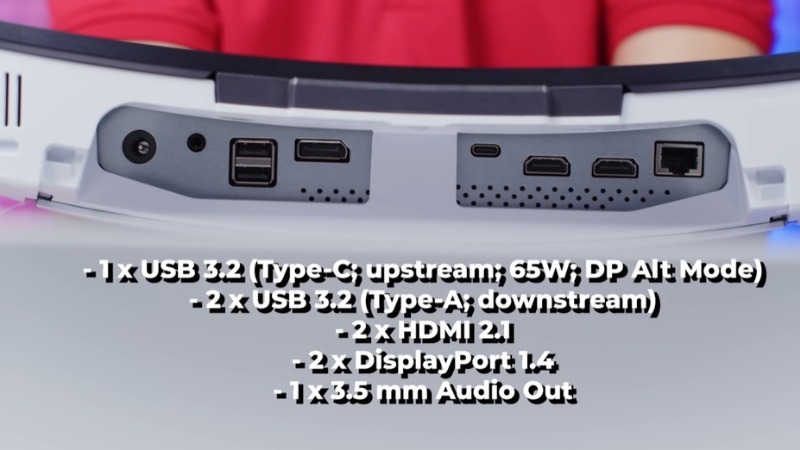 LG UltraGear 34GX90SA-W đầy đủ cổng HDMI 2.1, DP 1.4 và Hub USB giúp dễ dàng kết nối PC lẫn Console thế hệ mới