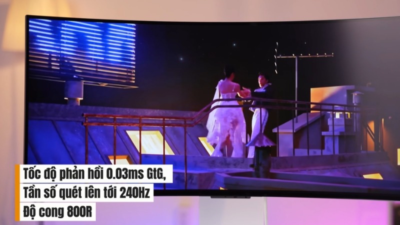 LG UltraGear 34GX90SA-W có tần số quét 240Hz và phản hồi 0.03ms giúp triệt tiêu bóng mờ, chuyển động mượt mà