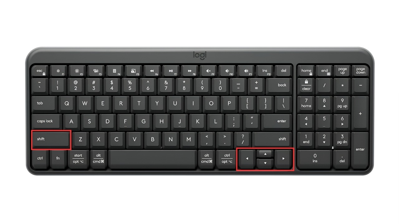 Dùng Shift kết hợp phím mũi tên để chọn ô, hoặc nhấn Ctrl + Shift + Mũi tên để chọn nhanh