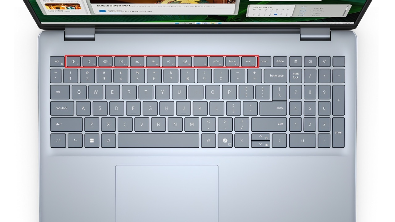 Quan sát hàng phím F1 đến F12 trên bàn phím laptop Dell