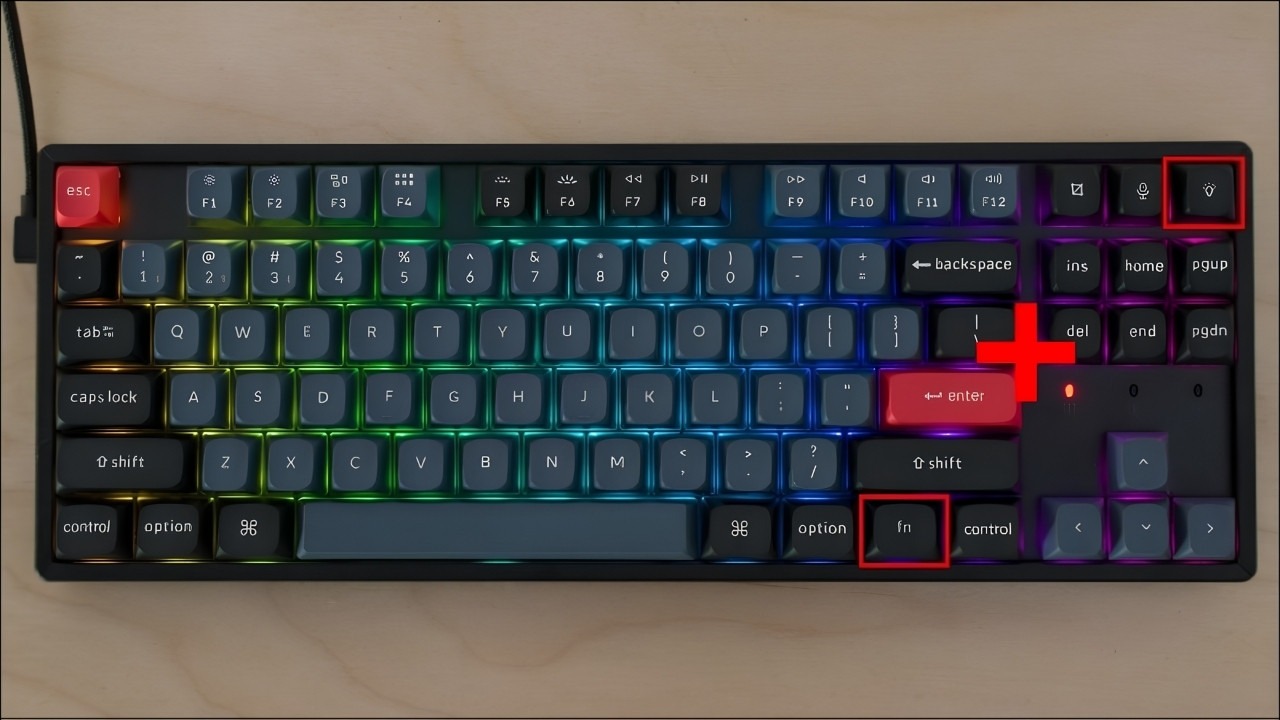 Nhấn phím có biểu tượng bóng đèn hoặc Fn + phím đó để điều chỉnh độ sáng hoặc tắt đèn bàn phím