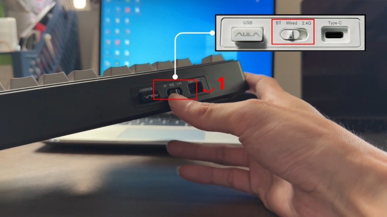 Chuyển công tắc trên bàn phím sang chế độ Bluetooth