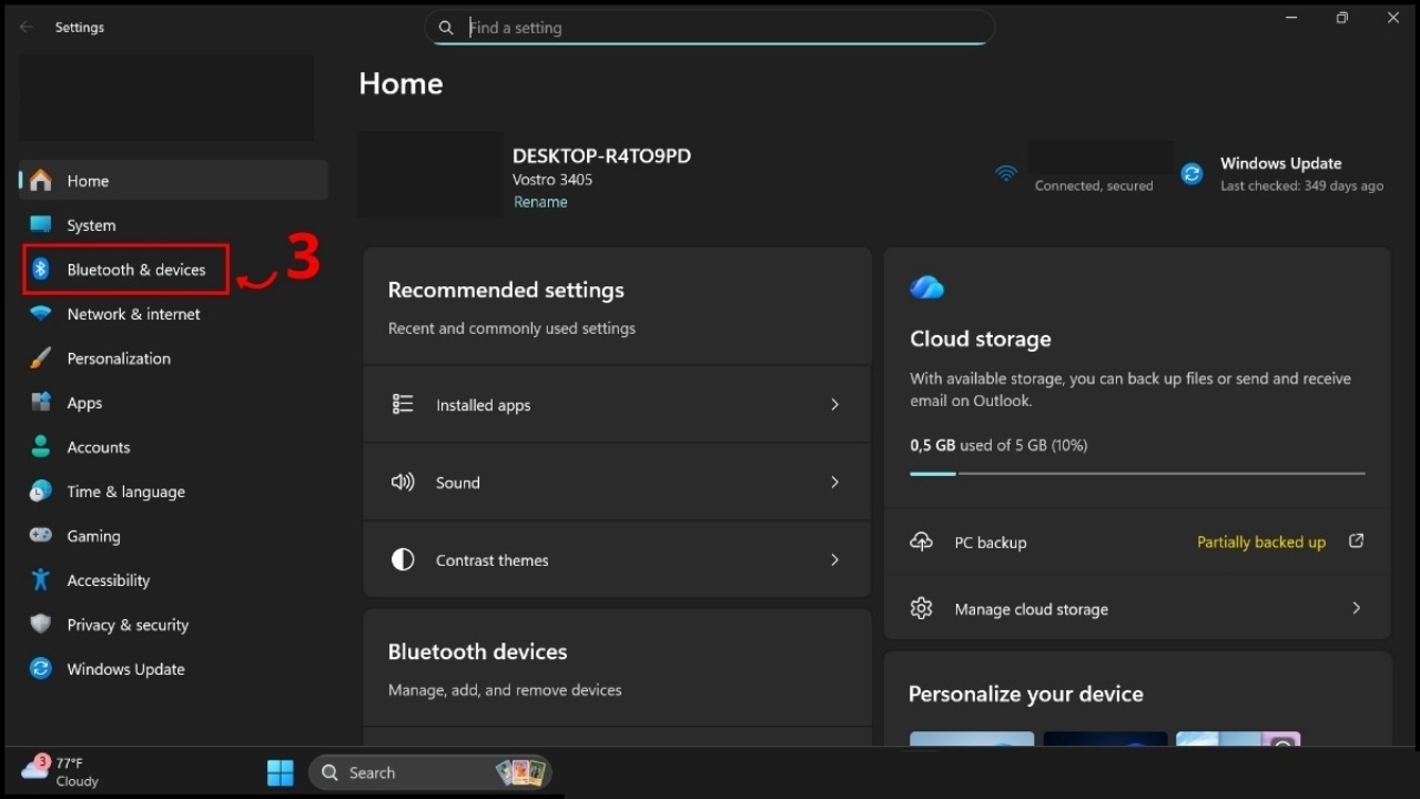 Vào Settings và chọn Devices