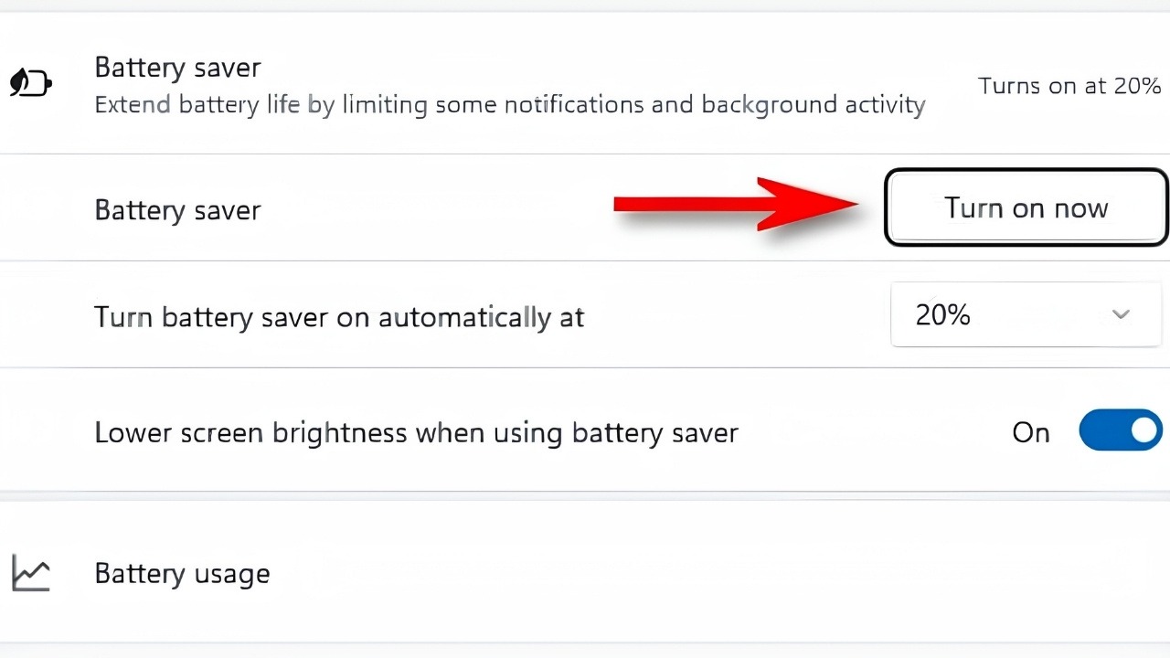 Bàn phím laptop không lên đèn: Kiểm tra mục Battery saver, nếu đang bật, hãy tắt tạm thời chế độ tiết kiệm pin