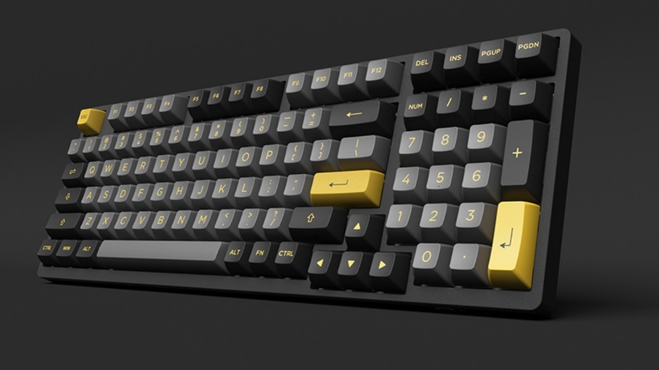 Top bàn phím Akko không dây 3098B Plus Black Gold Cream Yellow Pro Switch